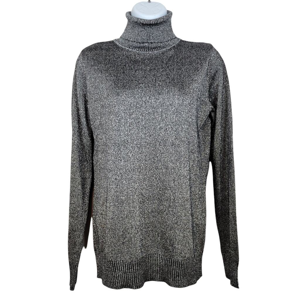 Joseph A. Metallic Shimmer Rayon Knit Turtleneck Sweater - Size  S